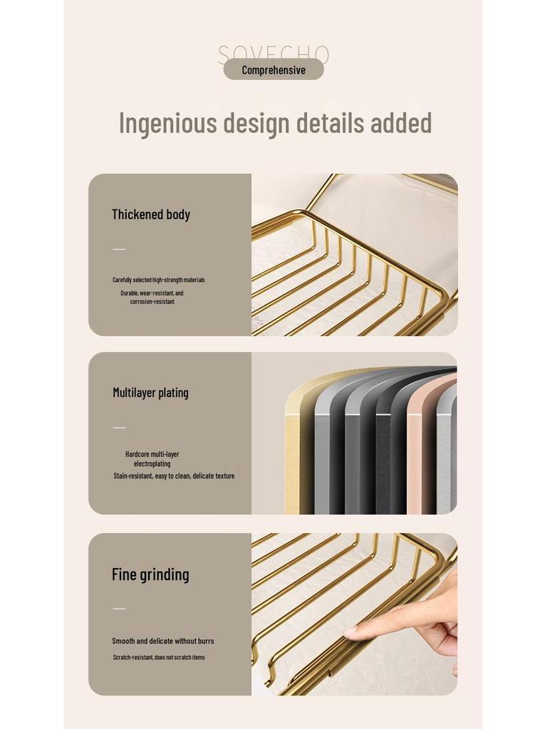 Stainless Steel Non-Slip Marble Bathtub Organizer Rack with Telescopic Shelf for Bathroom Use