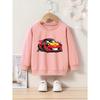 Kids Crewneck Sweatshirt, Cartoon Race Car Print,Casual Tops for Spring & Autumn