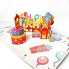 Musical and Light 3D Popup Greeting Card Blowable Led Candle Birthday Cake Postcards  Child