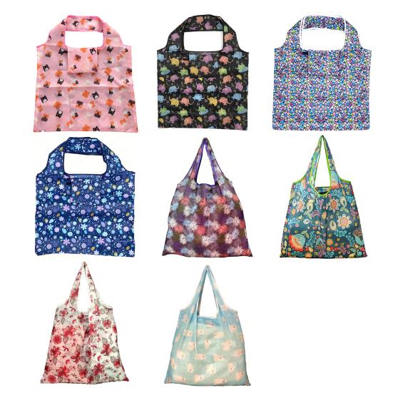 Folding Shopping Bag Reusable Tote Cute Prints Foldable Portable Animal Plants Fabric Grocery Shopping Tote