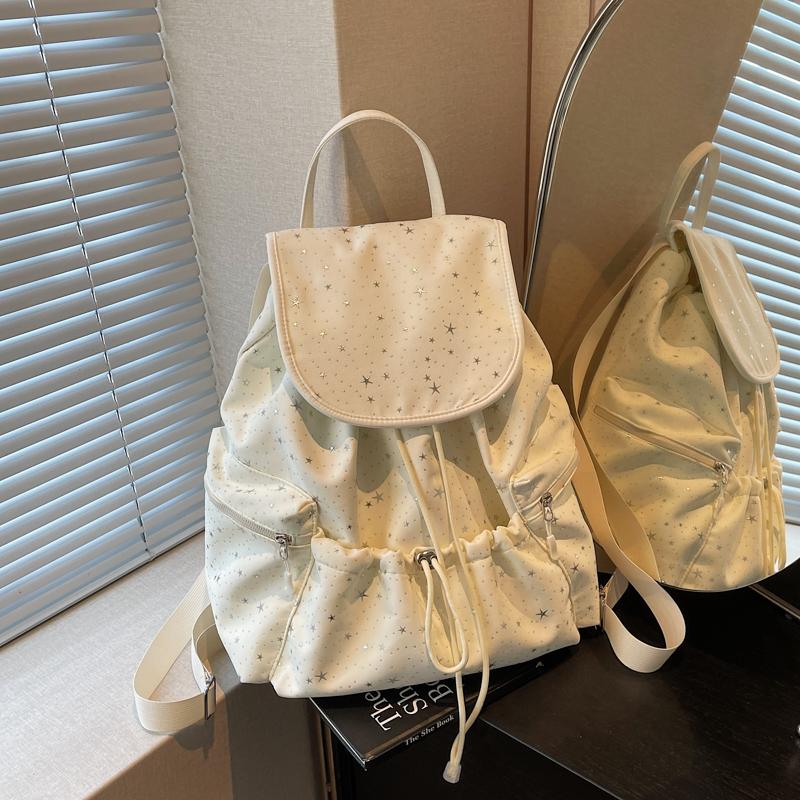 2026 New Fashion Casual Large Capacity Starry Sky Denim Backpacks Solid String High Quality Hot Trendy Backpacks for Women