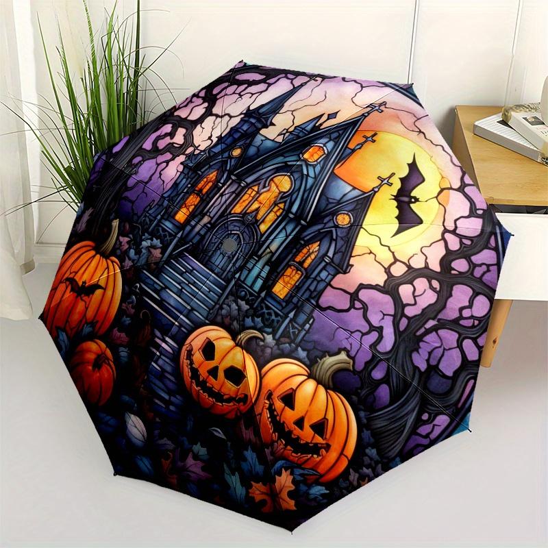 Stained Glass Window Pumpkin Decor Umbrella Day Gift Y253