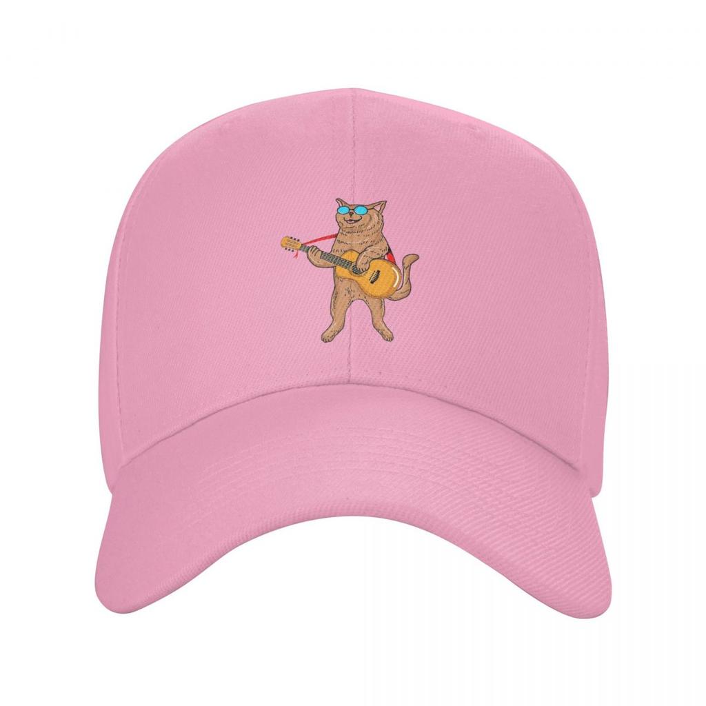 Rock Cat Playing Guitar Cartoon Guitar Cat Baseball Caps Snapback Men Women Hats Adjustable Cap Hip Hop Baseball Hat Casquette