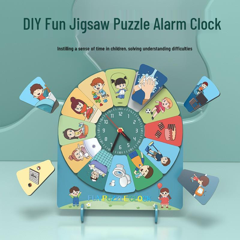 Pädagogische Holzuhr für Kinder - Frühes Lernen Digitaler Wecker