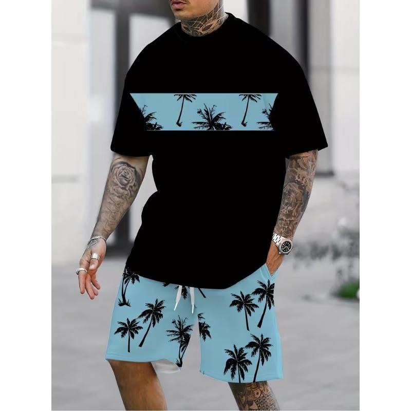 

Summer men s outdoor quick-drying short-sleeved T-shirt + shorts set S