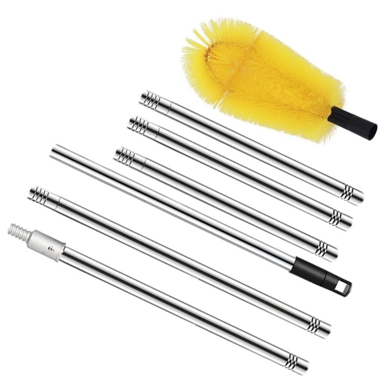 Portable Gutter Cleaning Tool Set with Double Brush Heads Sturdy Stainless Steel Materials for Efficient Outdoor Use