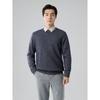 Men's Winter 2025 Cashmere Round Neck Sweater - Thick, Long Sleeve, Business Casual, Solid Color Knit Base Layer