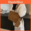 Vintage Solid Color Large Capacity Suede Women Casual Tote Bag With Card Bag