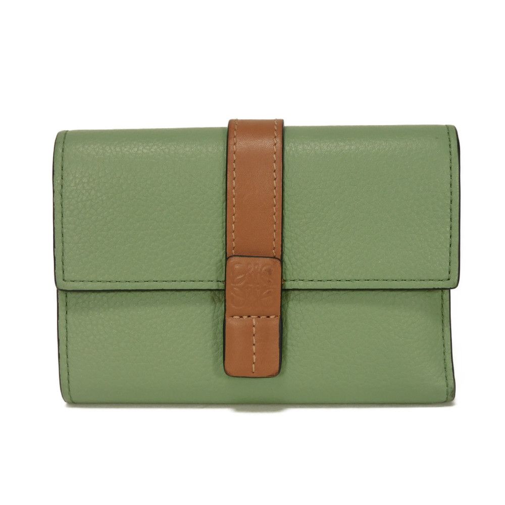 Used 12695 Vertical Wallet Small C660S86X01 6465 7942 Current Green Tan Brown Anagram Rosemary Unisex from Japan