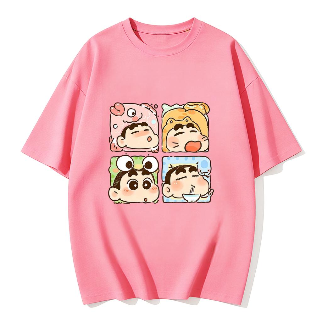 Crayon Shinchan Cute Cartoon T Shirt Couple Clothes Family Matching Tee Summer Casual Short Sleeve Cotton Top Fashion Streetwear