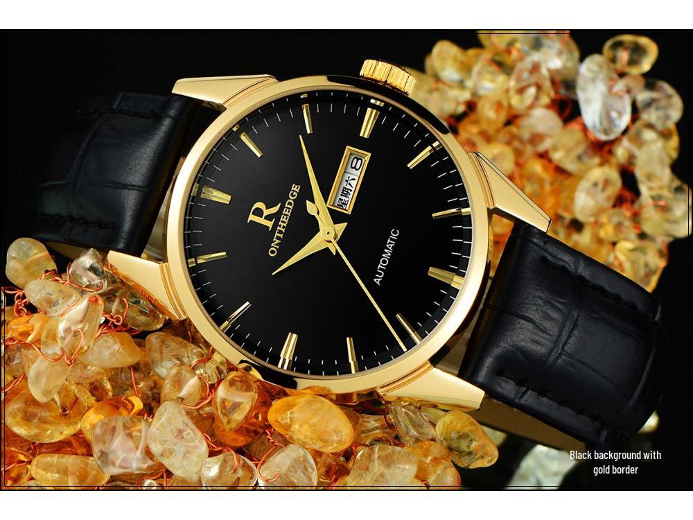 Ruizhiyuan Men's Waterproof Leather Strap Large Dial Watch