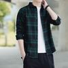 Autumn Men's Business 2024 New Patchwork Square Collar Button Pocket Plaid Fashion Loose Versatile Casual Long Sleeved Shirts