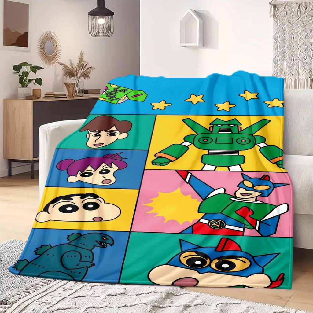 Shinchan Anime Print Blanket Warm Comfortable Flannel Blanket Suitable for Bedrooms, Sofas, Beds, Chairs, Picnics, Travel