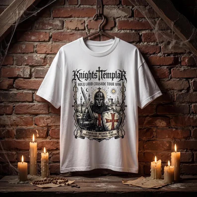 Knights Templar Crusade Tour T-Shirt, Medieval Knight Graphic shirt XXL
