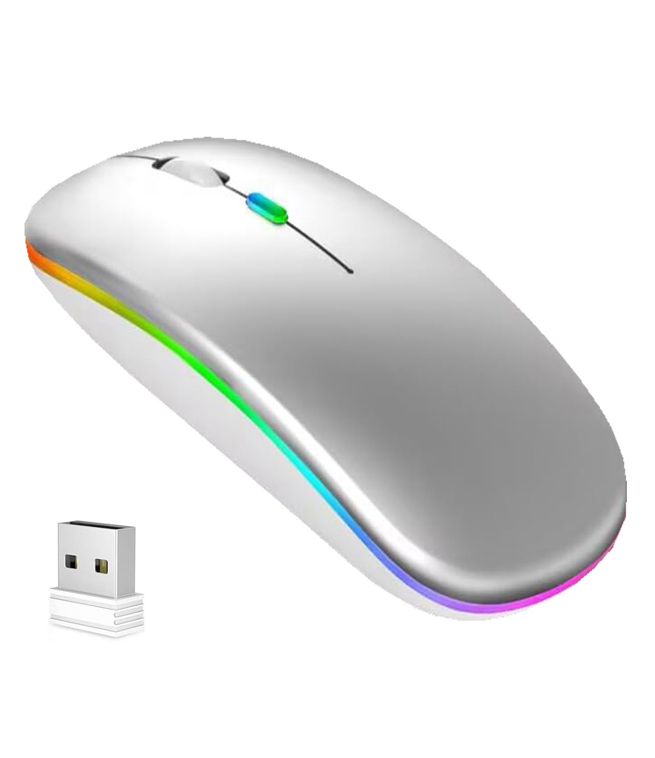 

Wireless Mouse Rechargeable High High Quiet DPI Easy to Easy Compatible with and MacBook [7-Color Light, Ultra-Slim & Type-C] Bluetooth, Precision,