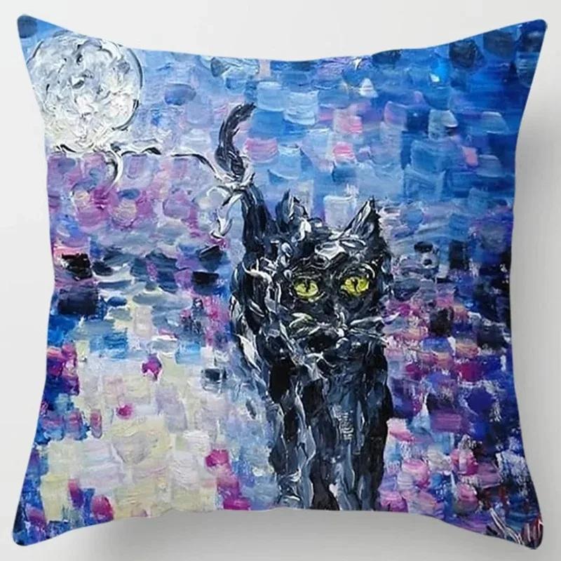 

Чехол для подушки с кошачьим узором X из полиэфирного волокна, чехол для подушки для спальни, гостиной, дивана, домашнего декора 66x66cm