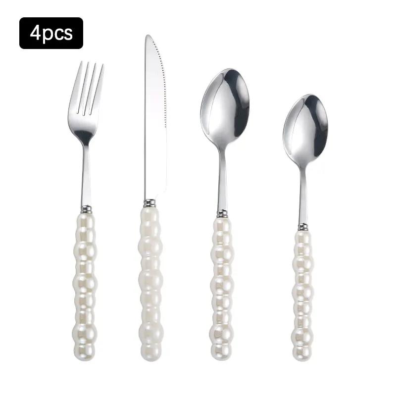 16PCS Pearl Tableware Set Ins Style Creative Gift for Home Tableware Wedding Tableware Table Decoration Supplies Wedding Faviour