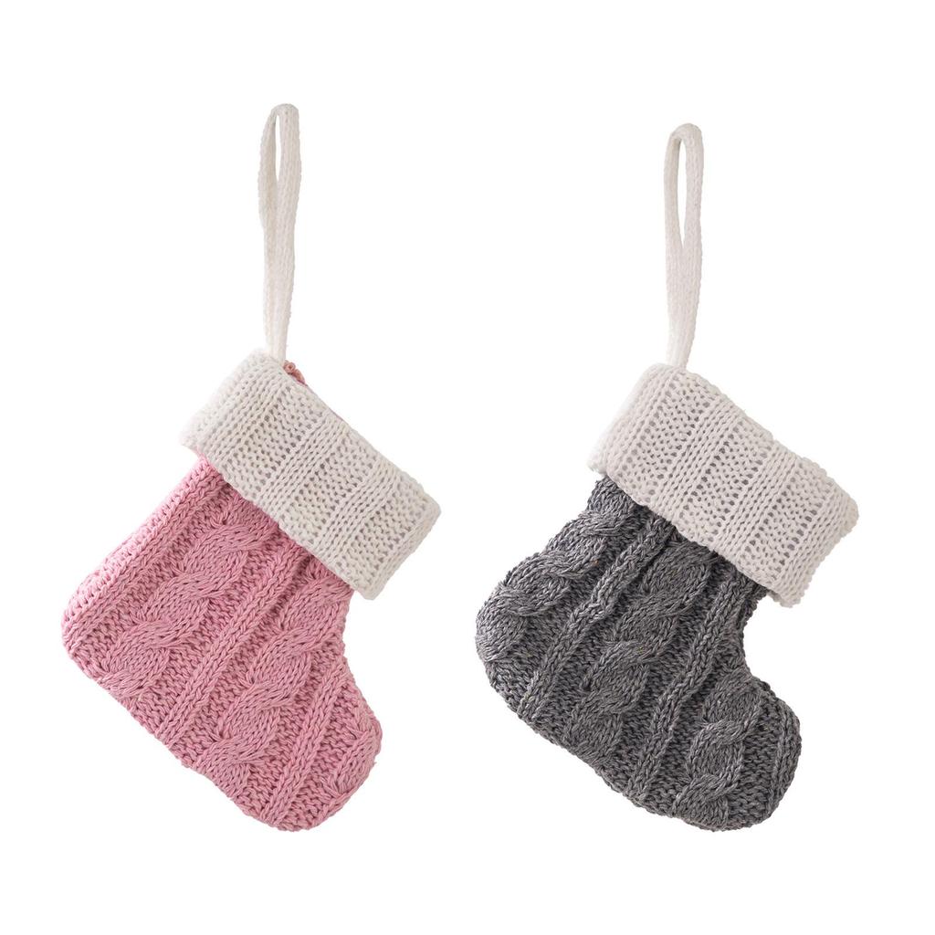 HaoBei Nordic Pink Knitted Christmas Stocking - Mini Gift Decoration
