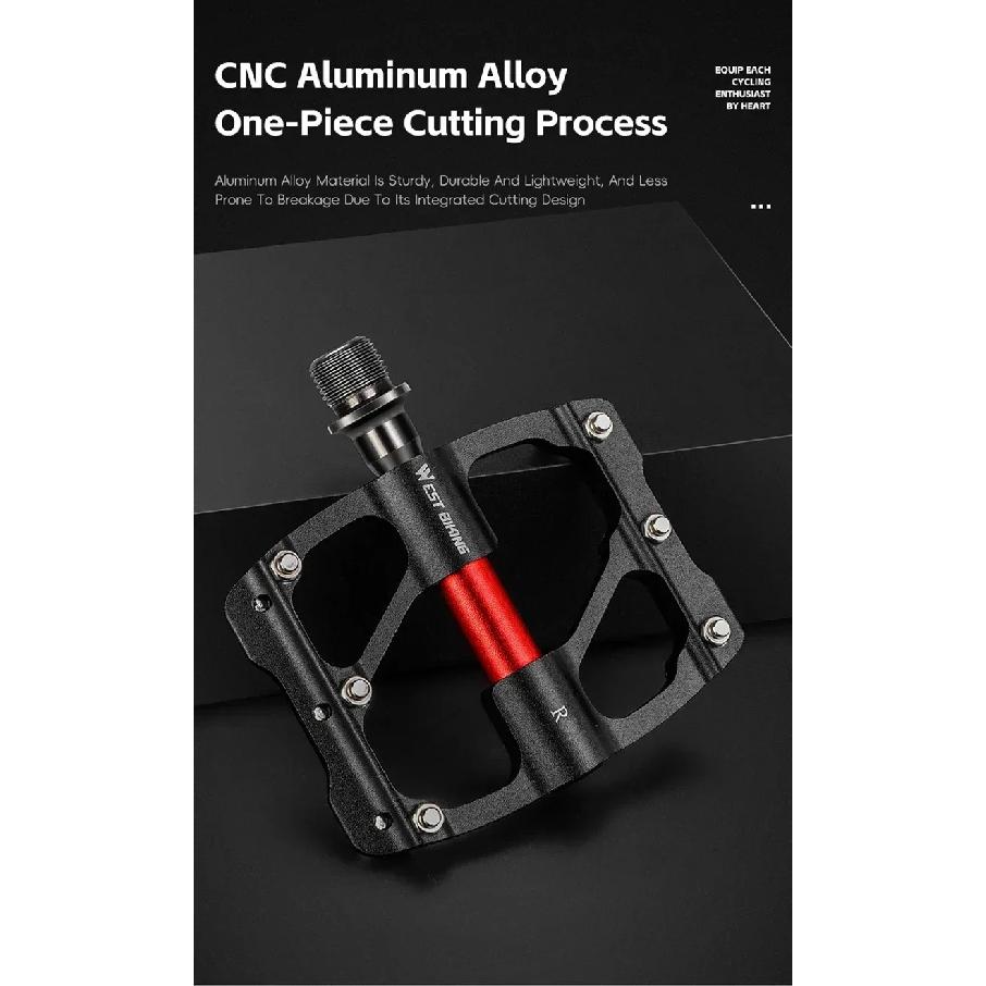 WEST BIKING Road Bike Ultralight Pedals CNC Aluminum Alloy MTB 3 Bearings Anti-Slip Compact Cycling Flat Pedals Bicycle Parts