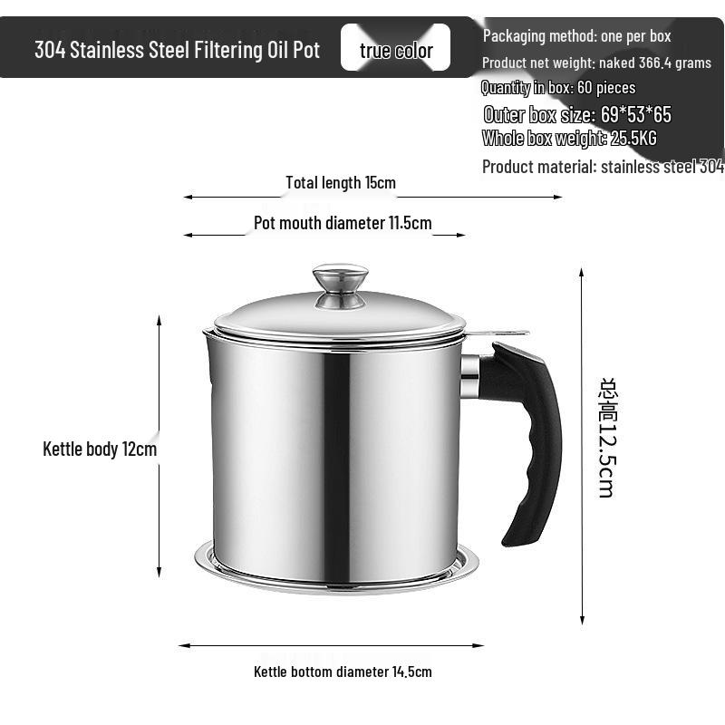 Кастрюля-маслофильтр из нержавеющей стали 304, большой емкости, герметичная для использования на кухне