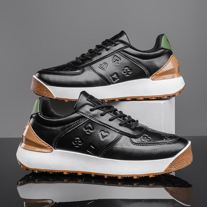 Men's Sports Leather Sports Shoes, Casual, Fashionable, Comfortable, Versatile Casual Shoes, Black Outdoor Dirt Resistant Shoes