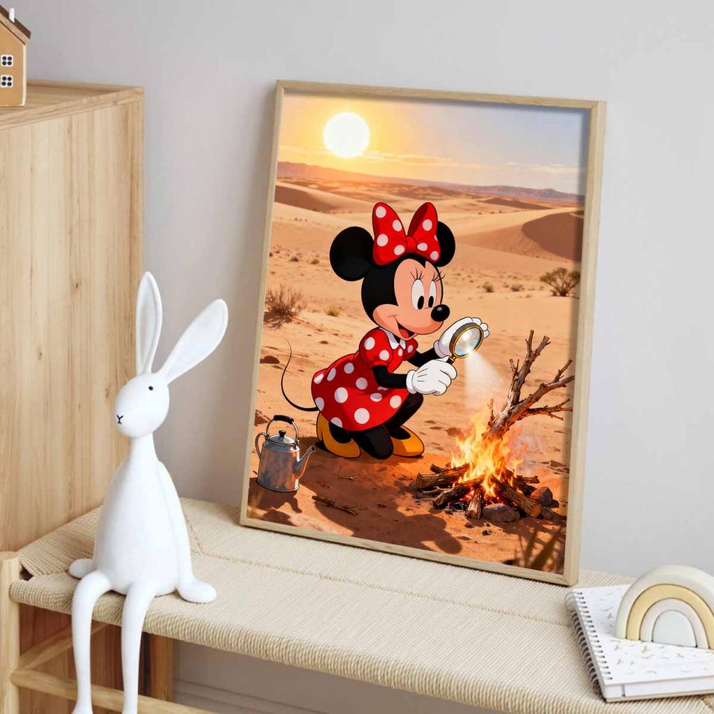 Disney diamond painting kit handmade diy5D home decoration gift unique creative desert Minnie fire camping adventureTotal characters 128