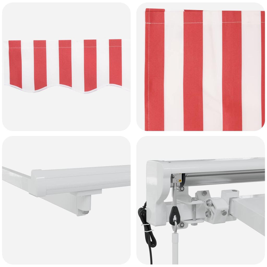 Electric Retractable Awning Red and White 5 X 3 M