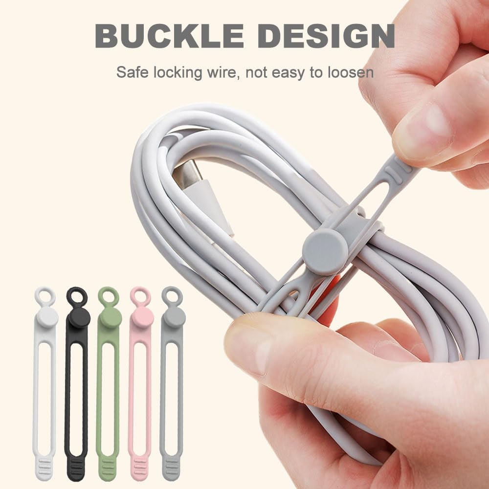 Data Cable Organizer Multipurpose Upgrade Silicone Cable Ties Reusable Cable Management Cord Organizer for Fastening and Bundling Cable Cords Wires