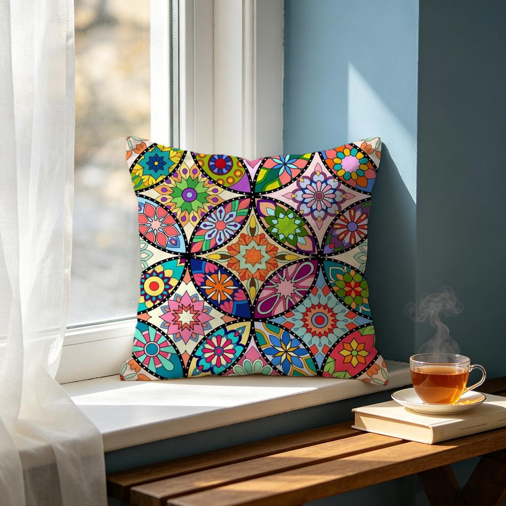 EEthnic Mandala Vintage Seamless Pattern Cushion Cover Cushion Cover Set Pcs x x x Pillowcase Decorative Sofa Home