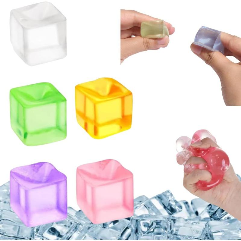 5-Pack Ice Cube Squeeze Toys - Colorful Mini Stress Relief Balls for Anxiety, Fidgeting & Sensory Sensitivity
