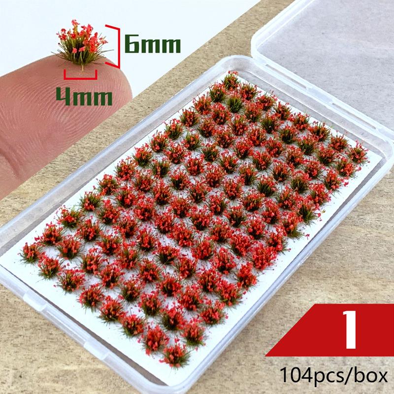 104pcs/box Static Grass Tuft Model Grass Tufts Terrain Model Kit Static Scenery Model Miniature Shrubs Bushes