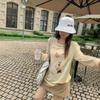 Slack Puppy Print Yellow Long-sleeved T-shirt Women's Summer New Korean Loose Sunscreen Versatile Crew Neck Top