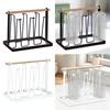 Bottle Rack Glass Cup Holder Stand Tree Drainer with Metal And Wood Construction Quick