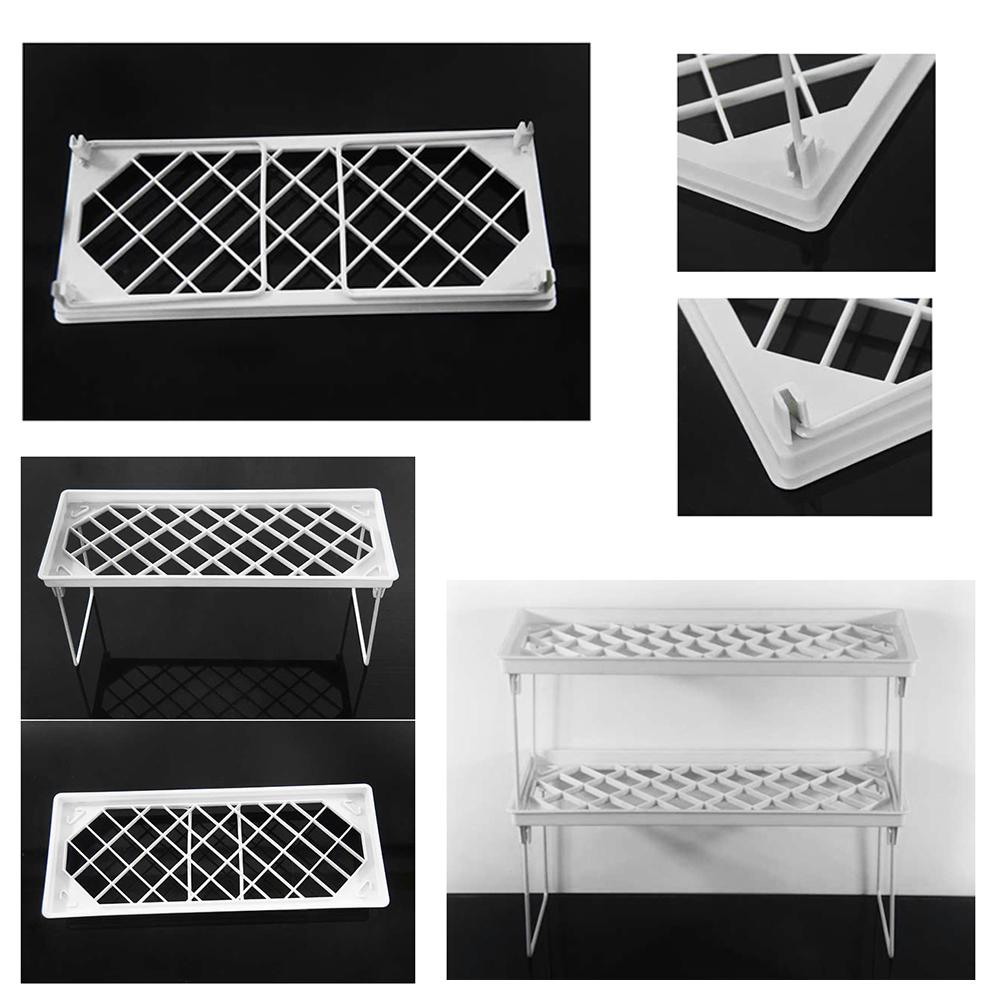 Stackable Countertop Shelf Cabinet Cupboard Organizer Multi-Function Concise Kitchen Storage Rack Foldable Storage Shelf