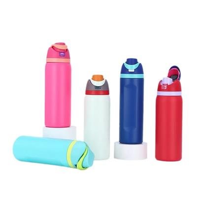 24/32oz Strohhalm Doppelwandiger Isolierbecher 304 Edelstahl Sport-Wasserflasche Reise-Vakuumflasche für Outdoor-Camping Sport