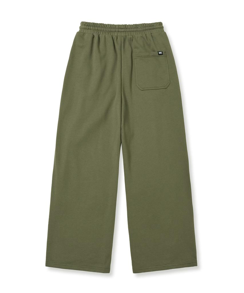 BROWNBREATH Tag Two Tuck Wide Sweat Pants - Khaki