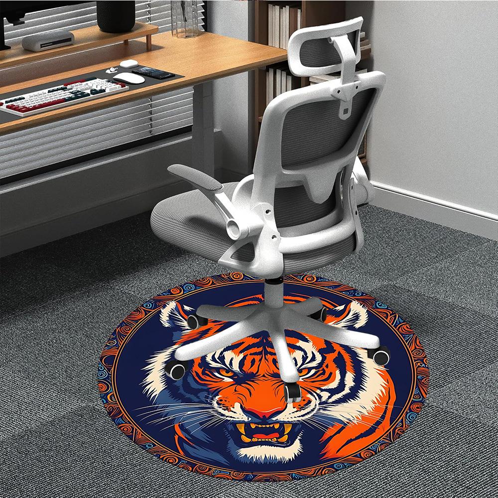 

1pc Tiger Face Chair Carpet for Office, Round Non Slip Durable Large Size Office Carpet, Suitable for Office 80cm