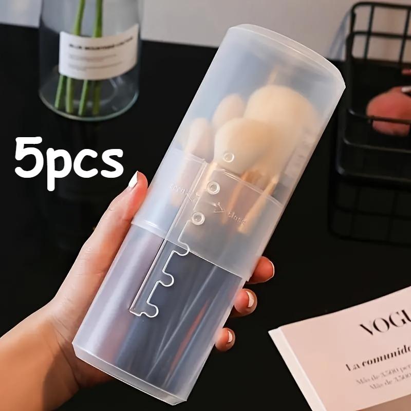 5pcs/1pc Dustproof Retractable Pen Container, Adjustable Makeup Brush Holder, Office Supplies Storage, Portable Travel Organizer