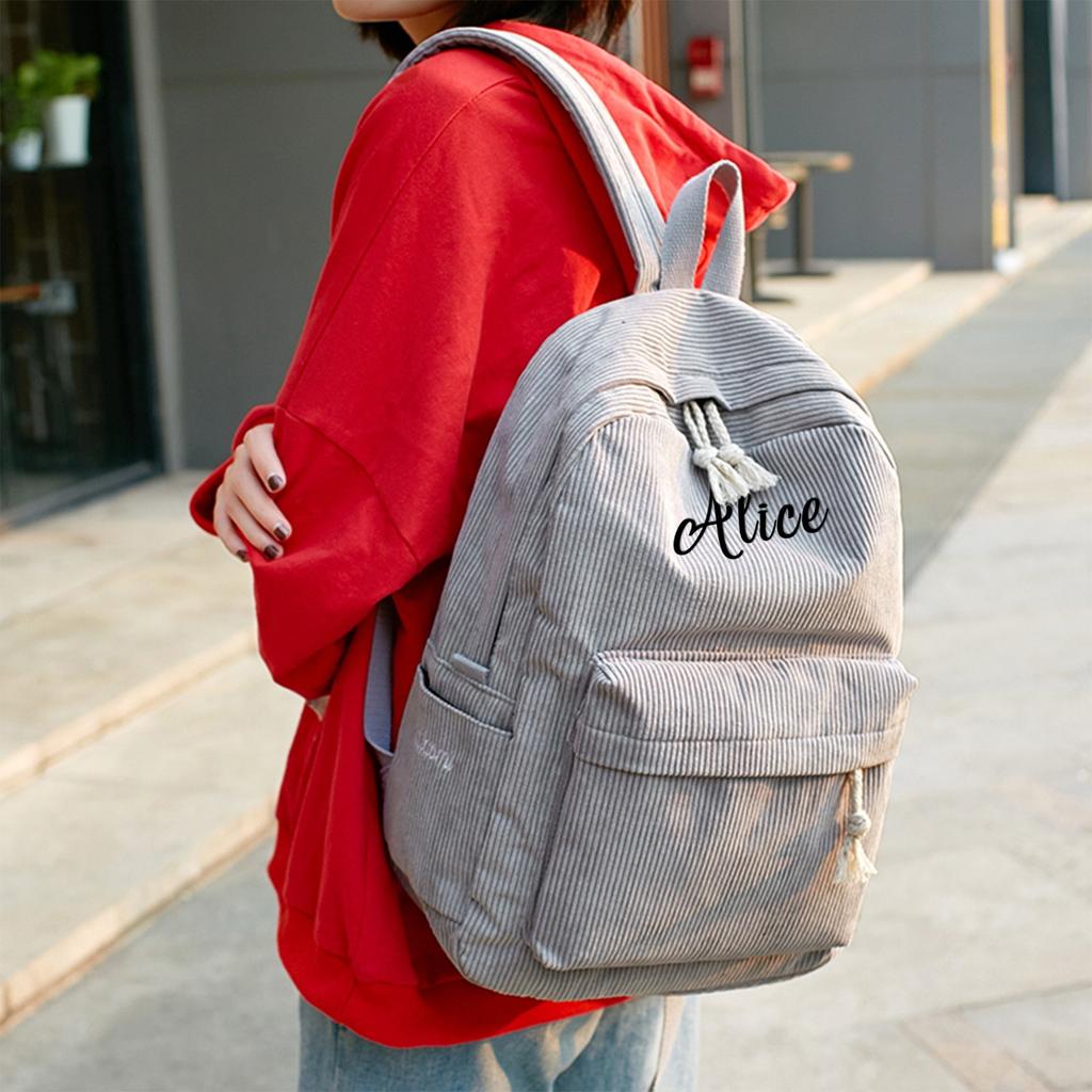 Personalized Preppy Backpack, Travel Backpack, Embroidered Name Tag, Unique Souvenir Gift