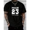 European Size Christmas Men's Casual Fashion "The Lord Is My Shepherd" Psalm Letter Print Short-Sleeve T-Shirt, Regular Fit Crew Neck