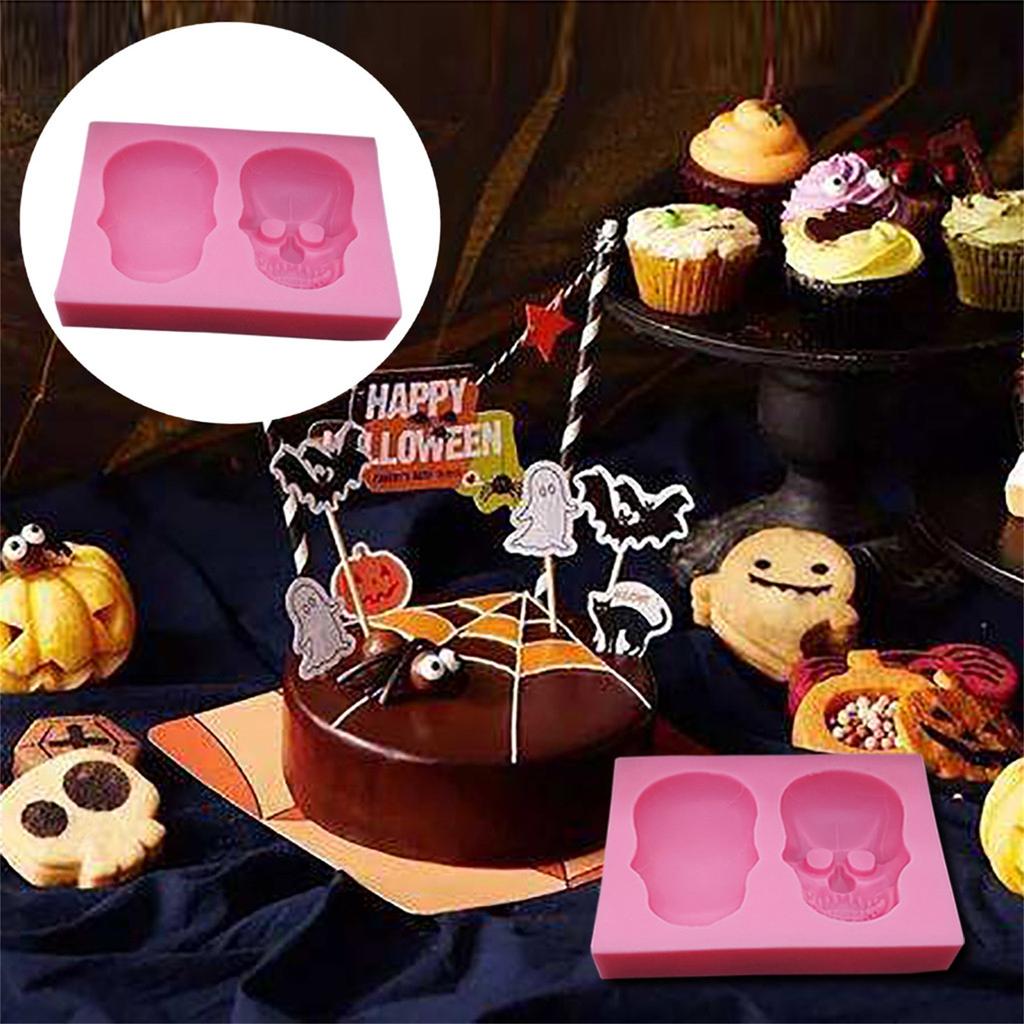 Silicone Skull Mold for Cake Decoration Flexible Non-Stick Baking Mold for Halloween Themed Edible Crafts and Candy Making