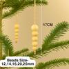 Pack of 5 Wood Bead Christmas Ornament for Decoration Natural Modern Minimalist Xmas Hanging Home Decor Bohemian Holiday Decorations