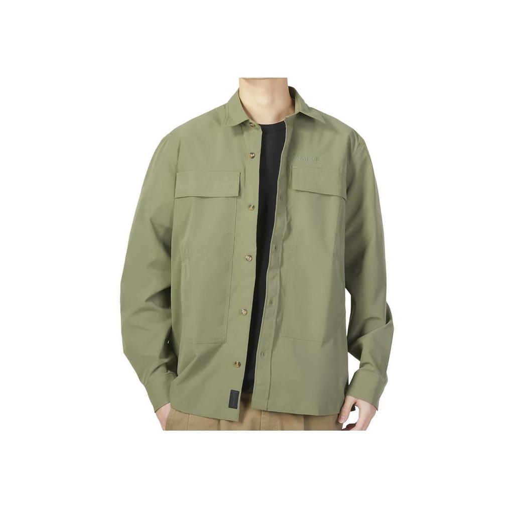 Timberland Solid Color Polo Sports Casual Long Sleeve Shirt Men Shirts Gray-Green A6895-590
