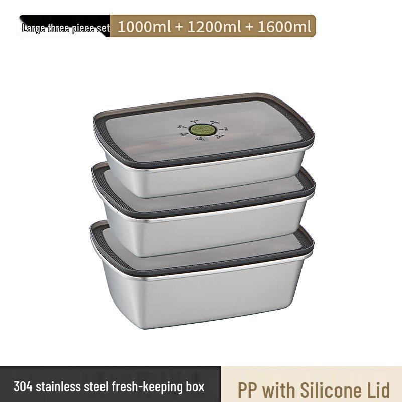 304 Stainless Steel Fresh-Keeping & Storage Box for Refrigerator, Ingredients, Picnic, and Lunch.