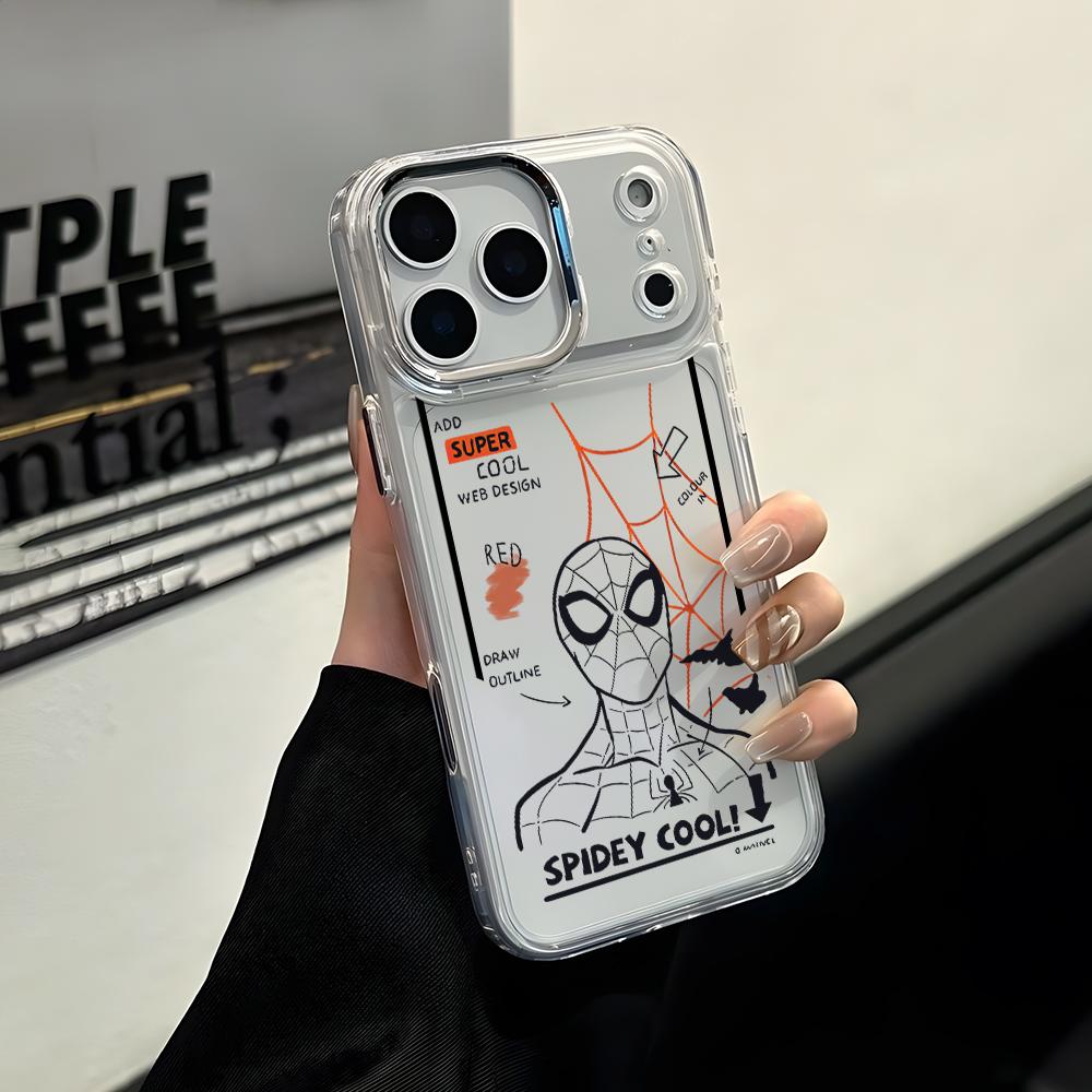 

Spiders Men Captain Lines Phone Case for Apple iPhone 17 Air 16 16e 15 14 13 12 11 Pro Max X Xs XR 8 Plus Luxury Clear Cover iPhone17 Pro