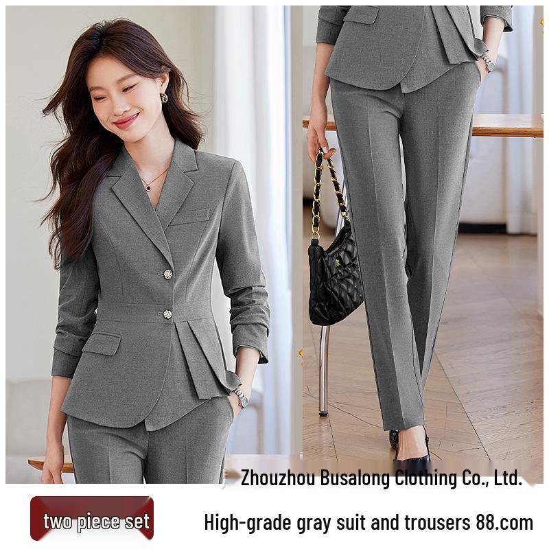 2025 Autumn Women s Professional Long Sleeve Suit and Trousers Set L