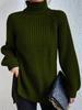 2026 Autumn/Winter Women's Knitted Mid-Length Raglan Sleeve High Turtleneck Slit Sweater Dress
