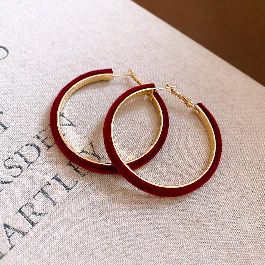 Серебряная Игла Осень и Зима Ретро Бархатные Геометрические Круглые Серьги Серьги Стиль Персонализированные Серьги Женские