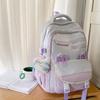 Unisex Nylon Bow Travel Backpack With Color Block Pattern And Compartment Laptop