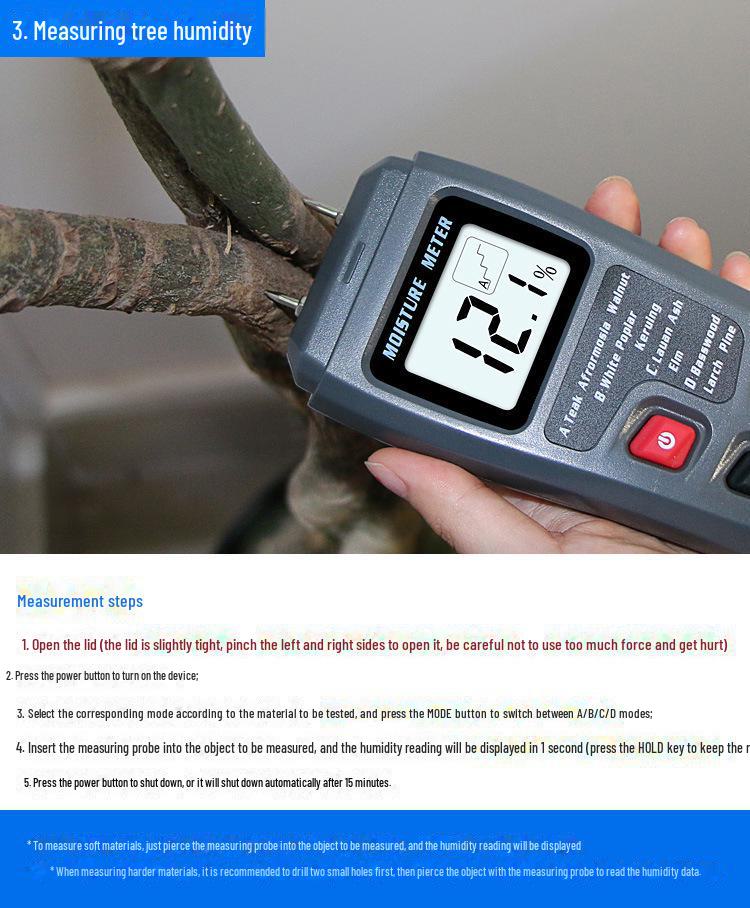 Moisture Content Tester: Wood & Wall Dryness and Humidity Detector